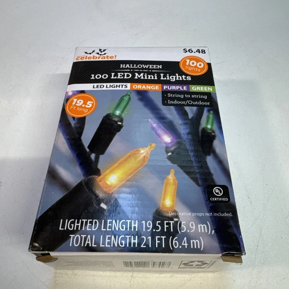 Purple Green Orange Halloween Lights, 20FT 100 Mini Led